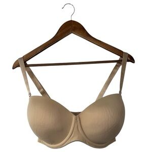 Cacique Lightly Lined Multi-Way Strapless Bra Tan Nude Beige Underwire Size 38G